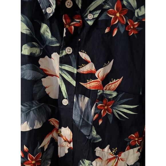 J.Crew Shirt Mens Size XXL Short Sleeve Hawaiian Floral Cotton Blue Tropical - Picture 6 of 7